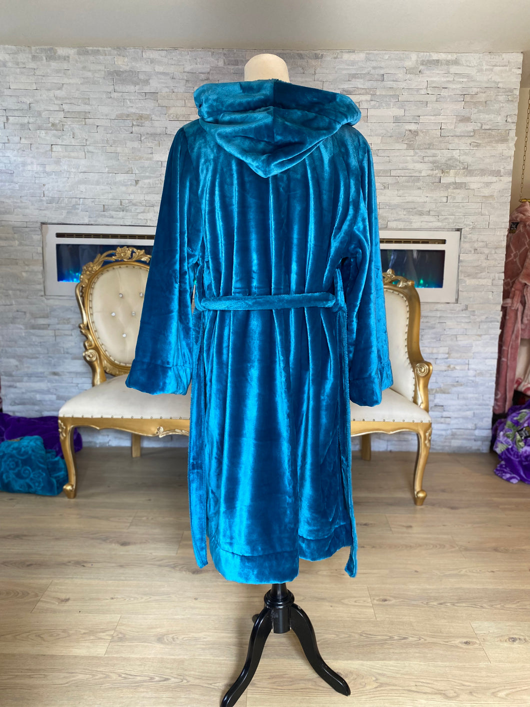 Exclusive Turquoise Velvet Robe